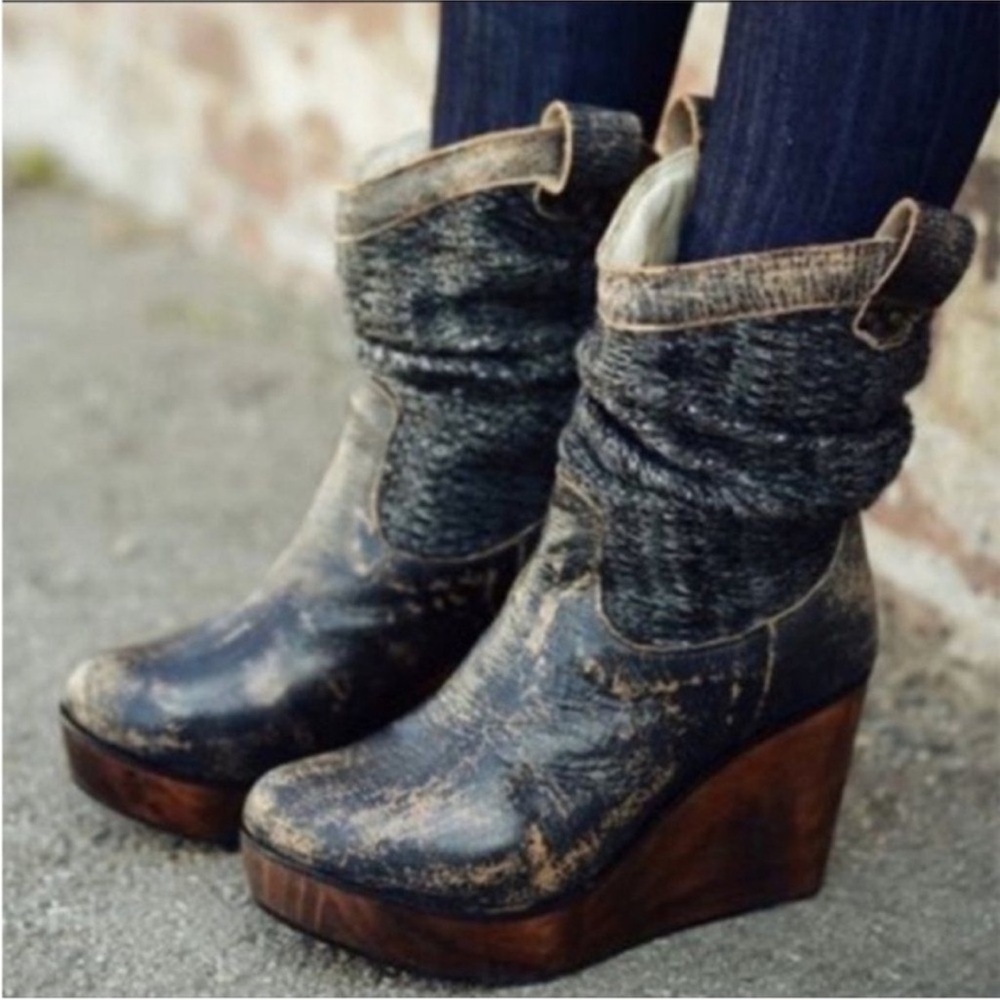 Bed Stu Black and Brown Ankle Boots
